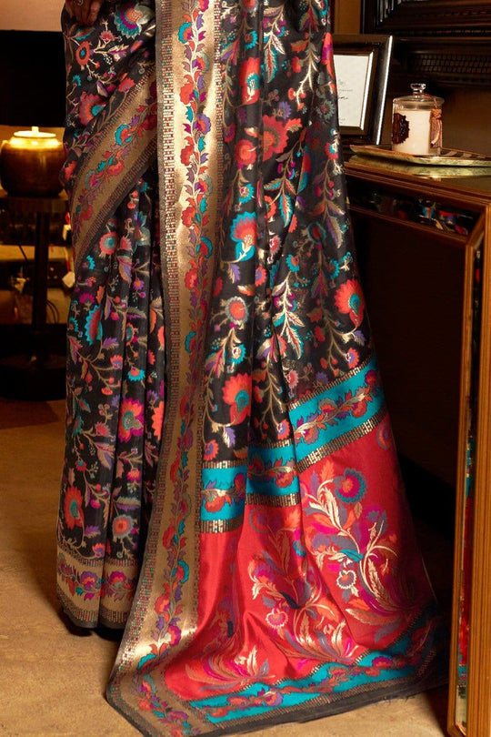 Raven Black Banarasi Saree Banarasi Saree Raven Black Banarasi Saree saree online