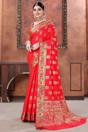 Red Banarasi Saree