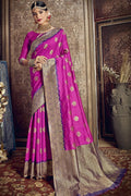 Red Violet Zari Woven Banarasi Saree Banarasi Saree Red Violet Zari Woven Banarasi Saree saree online