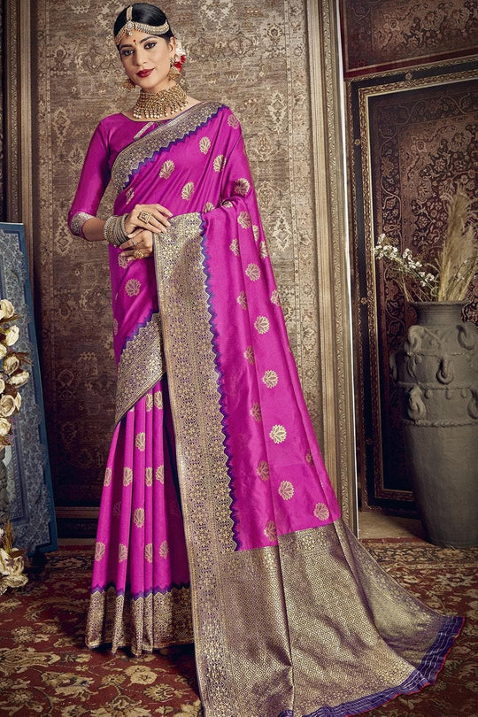 Red Violet Zari Woven Banarasi Saree Banarasi Saree Red Violet Zari Woven Banarasi Saree saree online