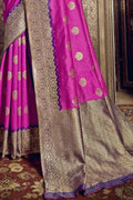 Red Violet Zari Woven Banarasi Saree Buy banarasi saree online