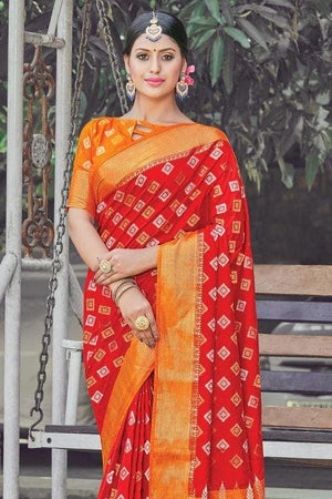 Rose Red Banarasi Saree
