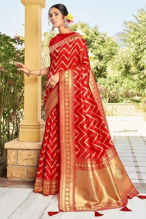 Rust Red Banarasi Saree red saree