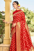 Rust Red Banarasi Saree red banarasi saree.