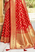 Rust Red Banarasi Saree red banarasi sAREE