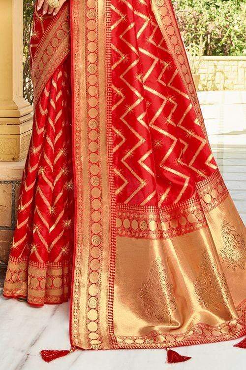 Rust Red Banarasi Saree red banarasi sAREE