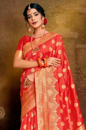 Scarlet Red Banarasi Saree
