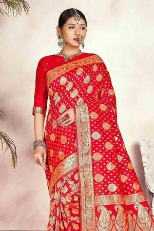Banarasi Saree Scarlet Red Banarasi Saree saree online