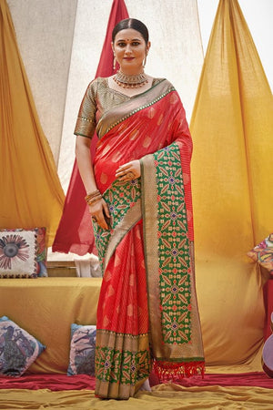Scarlet Red Banarasi Saree