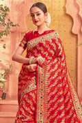 Scarlet Red Heavy Zari Woven Banarasi Saree Banarasi Saree Scarlet Red Heavy Zari Woven Banarasi Saree saree online