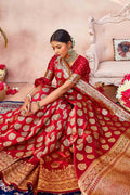 Scarlet Red Zari Butta Woven Banarasi Saree Banarasi Saree Scarlet Red Zari Butta Woven Banarasi Saree saree online
