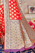Scarlet Red Zari Butta Woven Banarasi Saree Banarasi Saree Scarlet Red Zari Butta Woven Banarasi Saree saree online