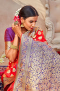 Scarlet Red Zari Butta Woven Banarasi Saree Banarasi Saree Scarlet Red Zari Butta Woven Banarasi Saree saree online