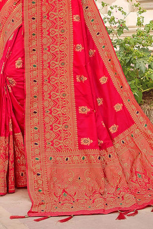 Scarlet Red Zari Woven Banarasi Saree