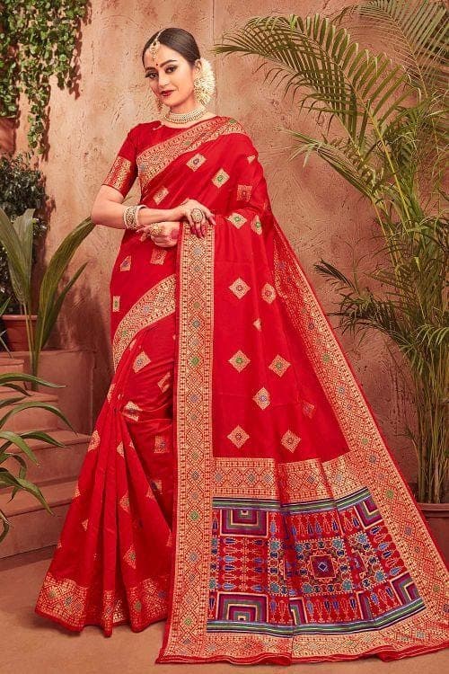 Scarlet Red Zari Woven Banarasi Saree Banarasi Saree Scarlet Red Zari Woven Banarasi Saree saree online