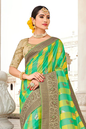 Shades Of Green Banarasi Saree