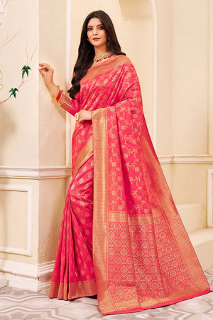Strawberry Pink Banarasi Saree