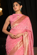 Taffy Pink Banarasi Saree banarasi saree blouse designs