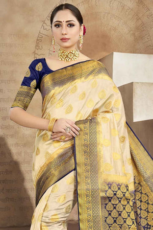 Wheat Yellow Banarasi Saree