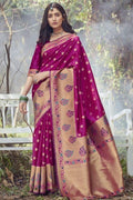 Wine Purple Small Butta Woven Banarasi Saree banarasi saree price
