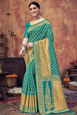 Olympic Blue Banarasi Saree