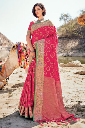 Punch Pink Banarasi Saree