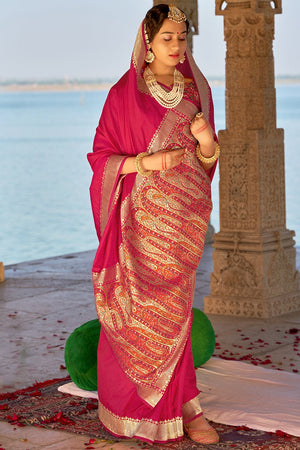 Rose Pink Banarasi Saree