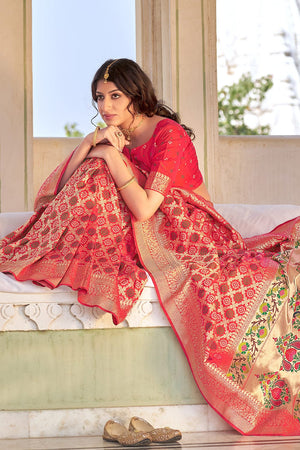 Rose Pink Banarasi Saree
