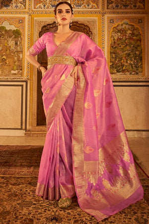 Rose Pink Banarasi Saree