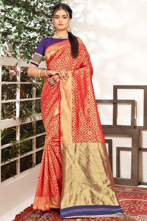 Scarlet Red Banarasi Saree