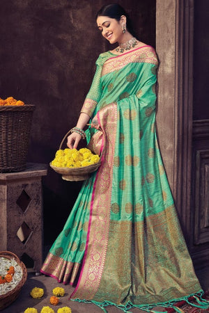 Sea Green Banarasi Saree