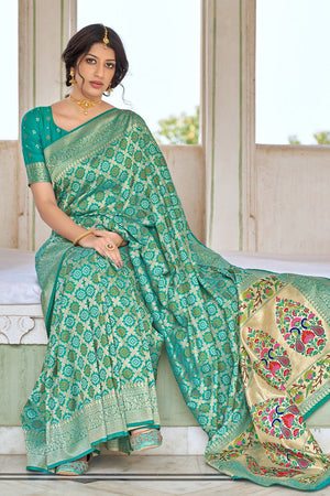 Sea Green Banarasi Saree
