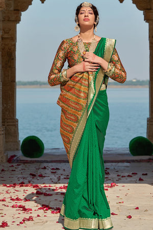 Shamrock Green Banarasi Saree
