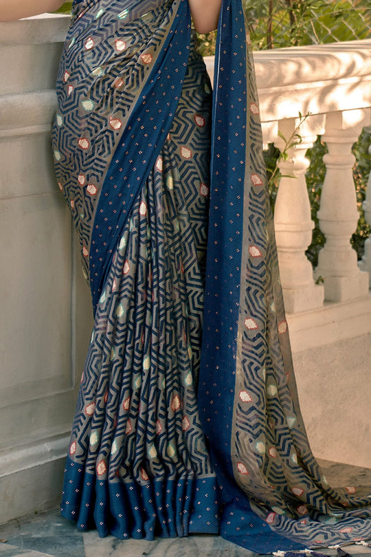 Admiral Blue Brasso Saree sarees for women