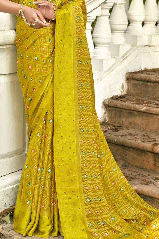 Avocado Green Brasso Saree sarees online