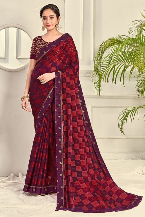 Carmine Red Brasso Saree red saree