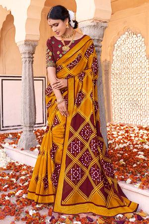 yellow brasso saree