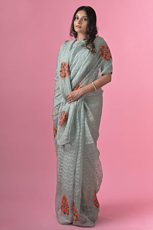 Pewter Grey Brasso Saree
