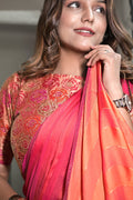 Red Brasso Saree red blouse