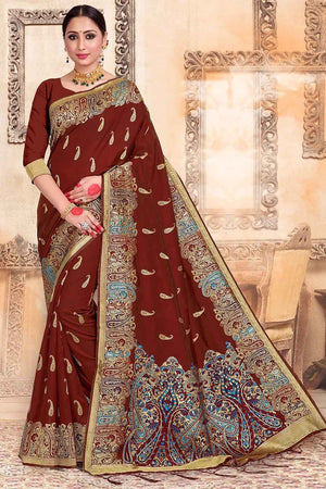 Cinnamon Brown Chanderi Saree