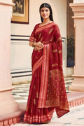 Garnet Red Chanderi Saree Chanderi Saree Garnet Red Chanderi Saree saree online
