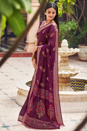 Purple Chanderi Saree
