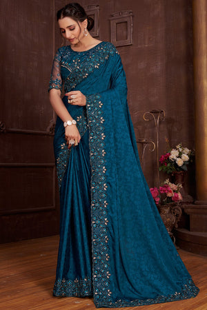 Azure Blue Chiffon Saree