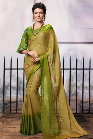 Kelly Green Chiffon Saree