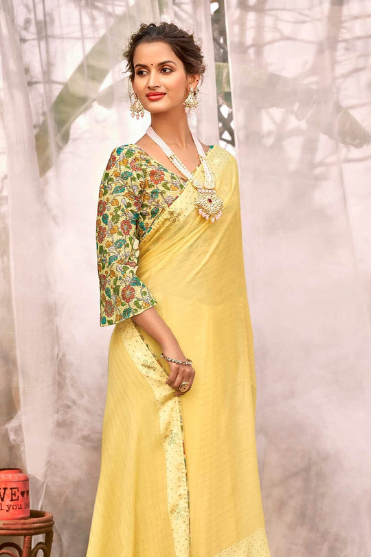 Lemon Yellow Chiffon Saree sarees for women