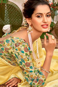 Lemon Yellow Chiffon Saree fancy saree