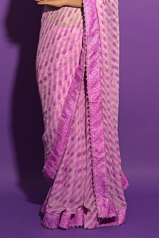 Lilac Purple Chiffon Saree designer saree