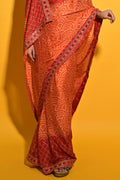 Red Orange Dual Tone Chiffon Saree fancy saree