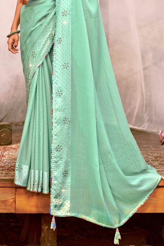 Seafoam Green Chiffon Saree designer saree