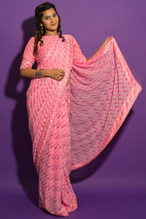Taffy Pink Chiffon Saree